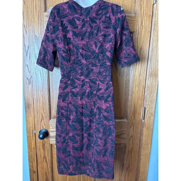 Maeve ANTHROPOLOGIE Women’s Elorn Burgundy Black Lace Ruched Dress Size 6 Goth - Picture 4 of 15